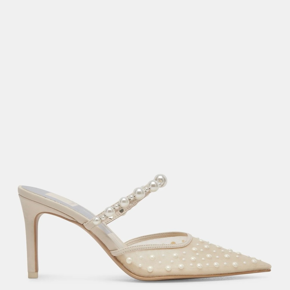 Dolce vita Elegant Pearl-Embellished Beige Heels